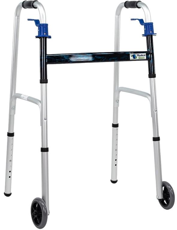 [012003] ANDADERA MEDICAL ANG301RMS PLEGADO EN PALANCA AZUL DOS RUEDAS DE ALUMINIO