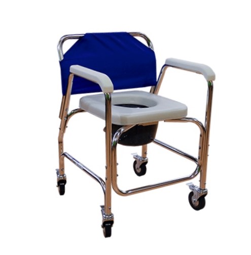 SILLA COMODO DUCHA R219091 DE ALUMINIO AZUL-GRIS CON RUEDAS