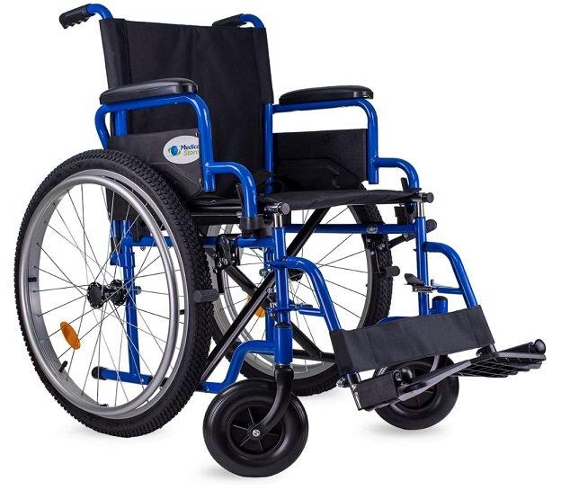 SILLA DE RUEDAS MEDICAL TT 101 18" AZUL-ROJ-NEG CON DESCANSAPIE DE ACERO