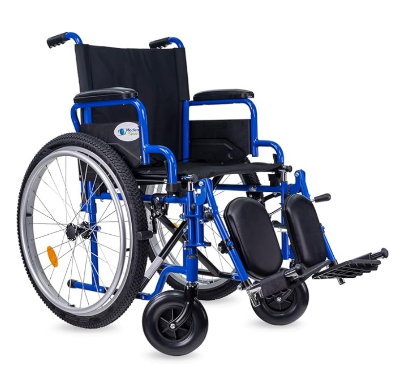 SILLA DE RUEDAS MEDICAL TT 101 18" AZUL-ROJA-NEGRA CON ELEVAPIES DE ACERO