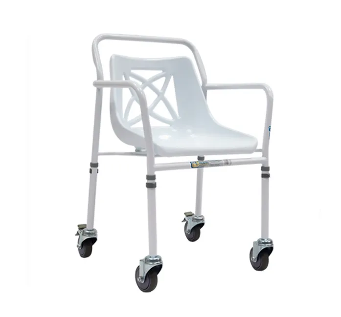 [012545] SILLA DUCHA R204142 BLANCA TIPO CONCHA CON RUEDAS 4