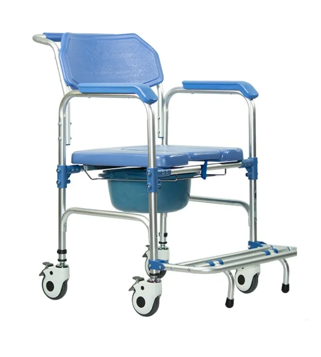 [012667] SILLA CÓMODO DUCHA R225142 AZUL CON RUEDAS Y DESCANSAPIES DE ALUMINIO