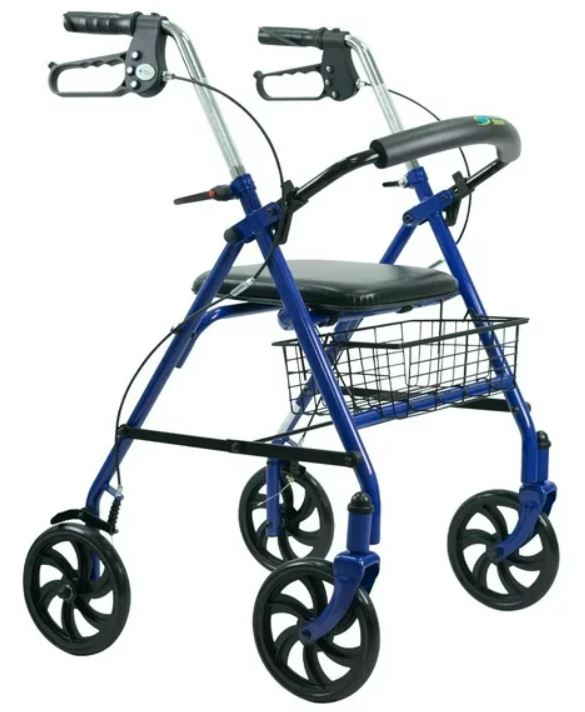 ANDADERA ROLLATOR MOBICARE ROL002 AZUL CON CANASTILLA Y DESCANSAPIES DE ACERO