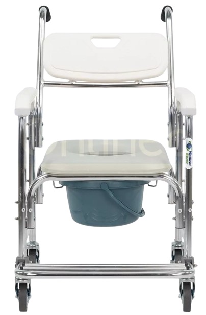 SILLA COMODO DUCHA MOBI ECB25 BLANCO 4 LLANTAS CON DESCANSAPIE