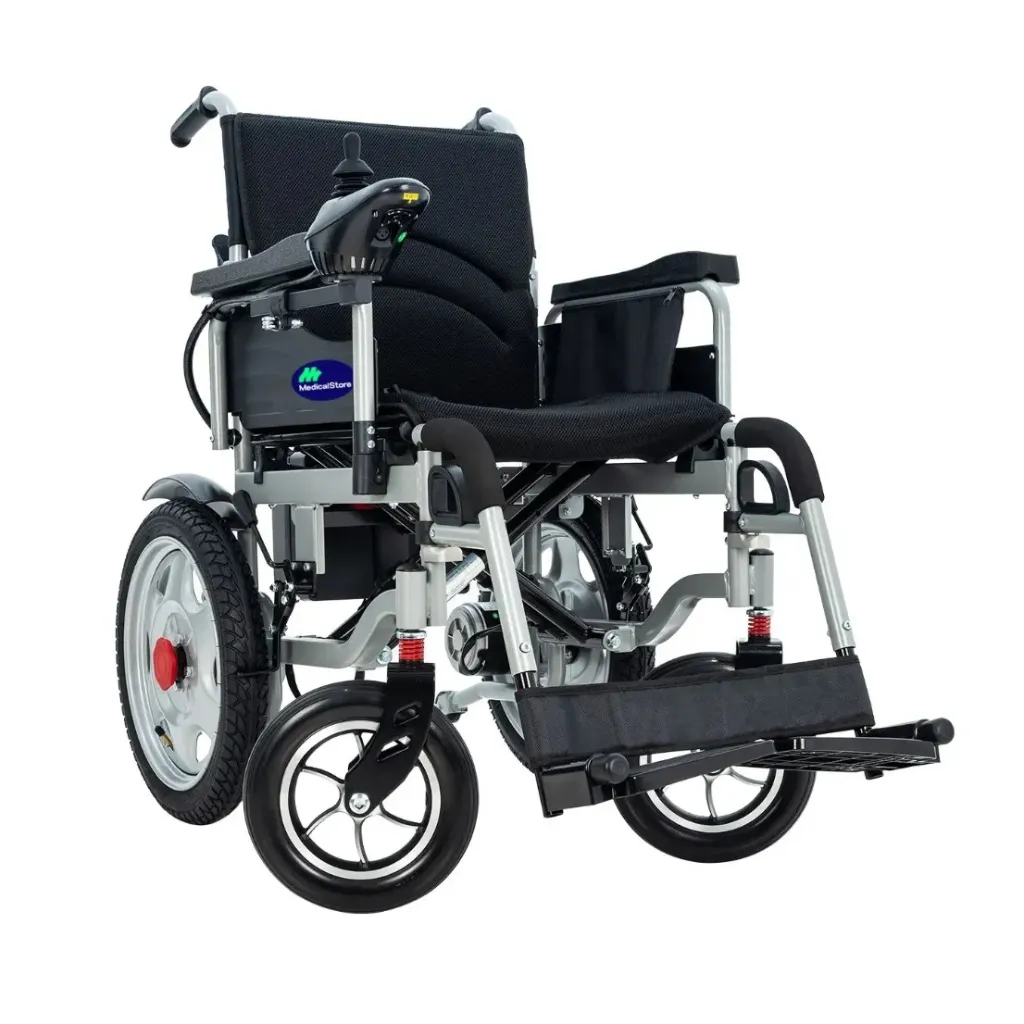 [012403] SILLA DE RUEDAS ELÉCTRICA Z-OR195C4 - SRE101GMS 18" PLEGABLE ACERO GRIS TAPIZ LONETA