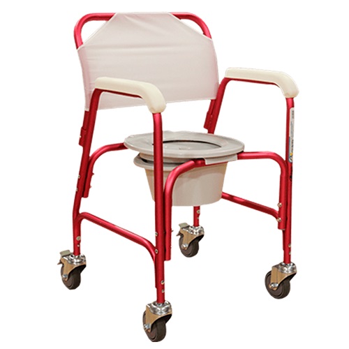 SILLA COMODO DUCHA R204104-ROJO DE ALUMINO CON RUEDAS
