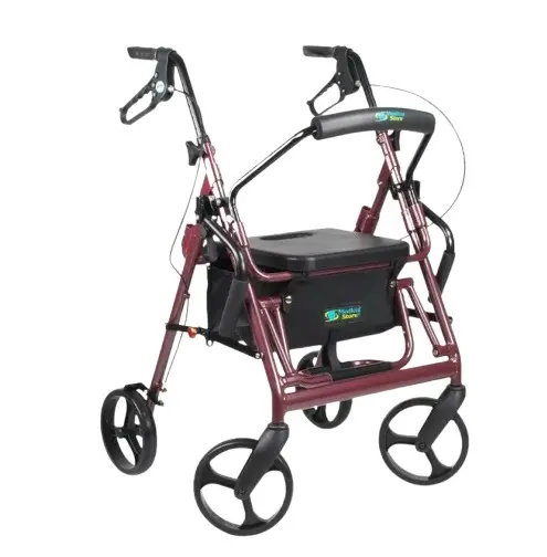 ANDADERA ROLLATOR MEDICAL VINO CON BOLSA Y DESCANSAPIES