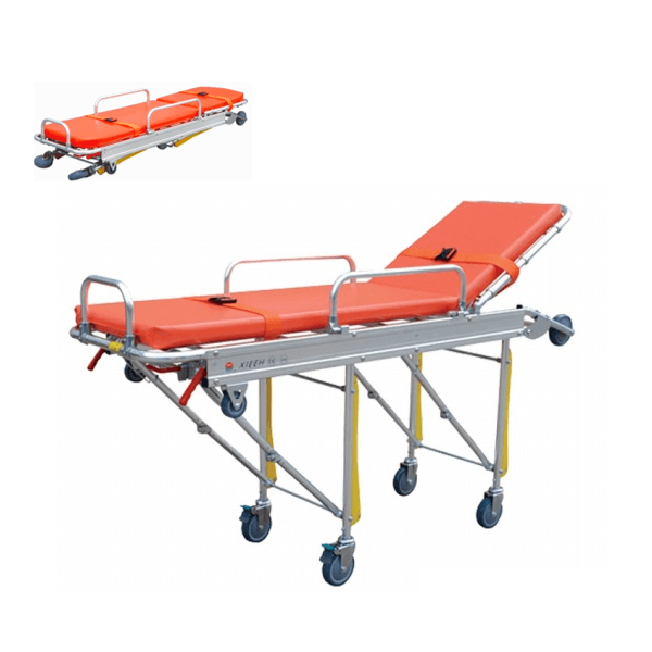 CAMILLA XIE-YXH-3D PARA AMBULANCIA MULTIFUNCIONAL SISTEMA TRENDELENBURG TAPIZ NARANJA SOPORTA 159KG.