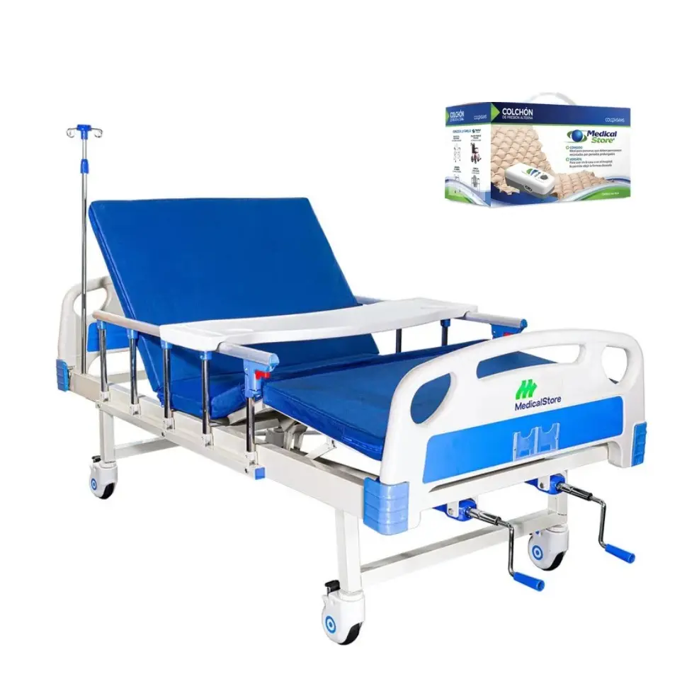 [010046] CAMA MANUAL CON COLCHÓN MEDICAL Z-PAQTCOMFORT 269 2 POSICIONES MESA-PORTA SUERO COLCHÓN DE PRESIÓN ALTERNA