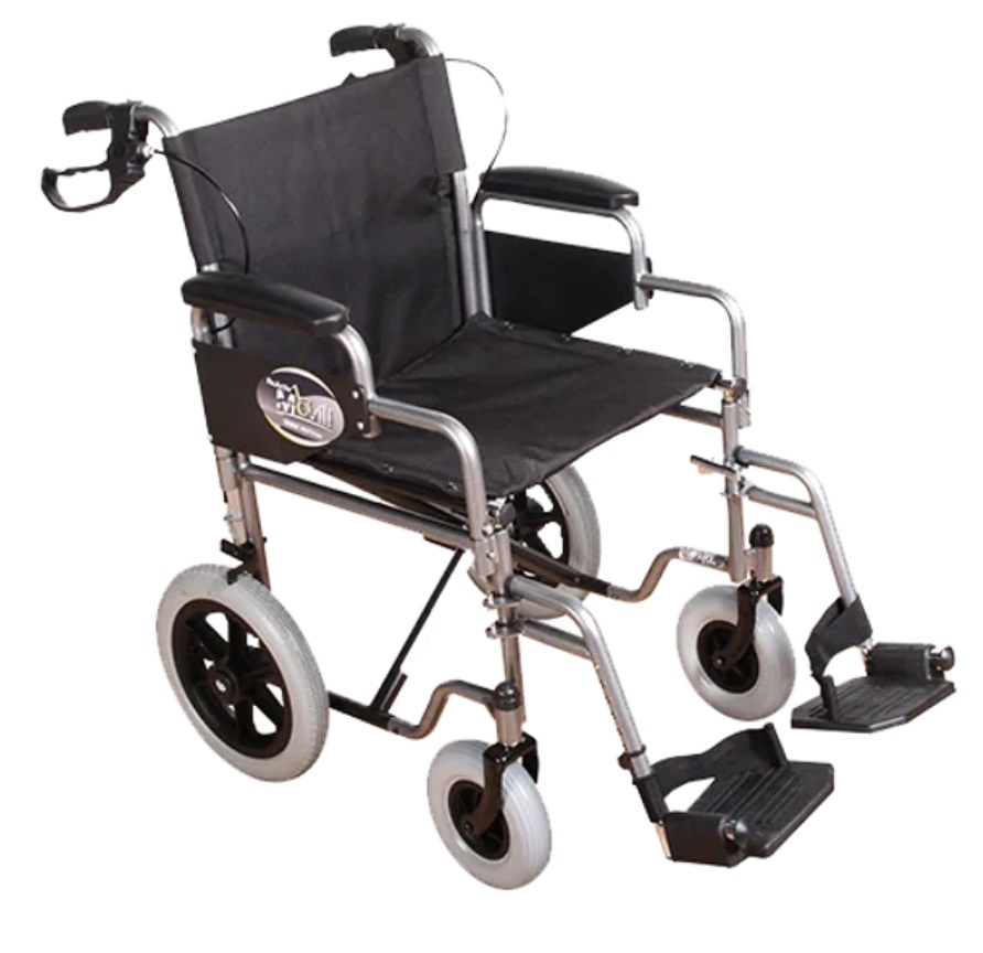 SILLA DE TRASLADO EKO EW2005041-ROJA ABATIBLE DE ACERO ESMALTADO TAPIZ NEGRO