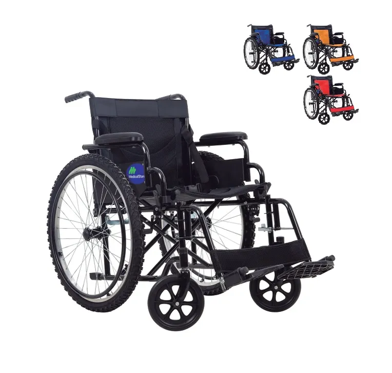 [012510] SILLA DE RUEDAS MEDICAL Z-OR256 18" NAR-AZUL-ROJA-NEG. CON DESCANSAPIES DE ACERO